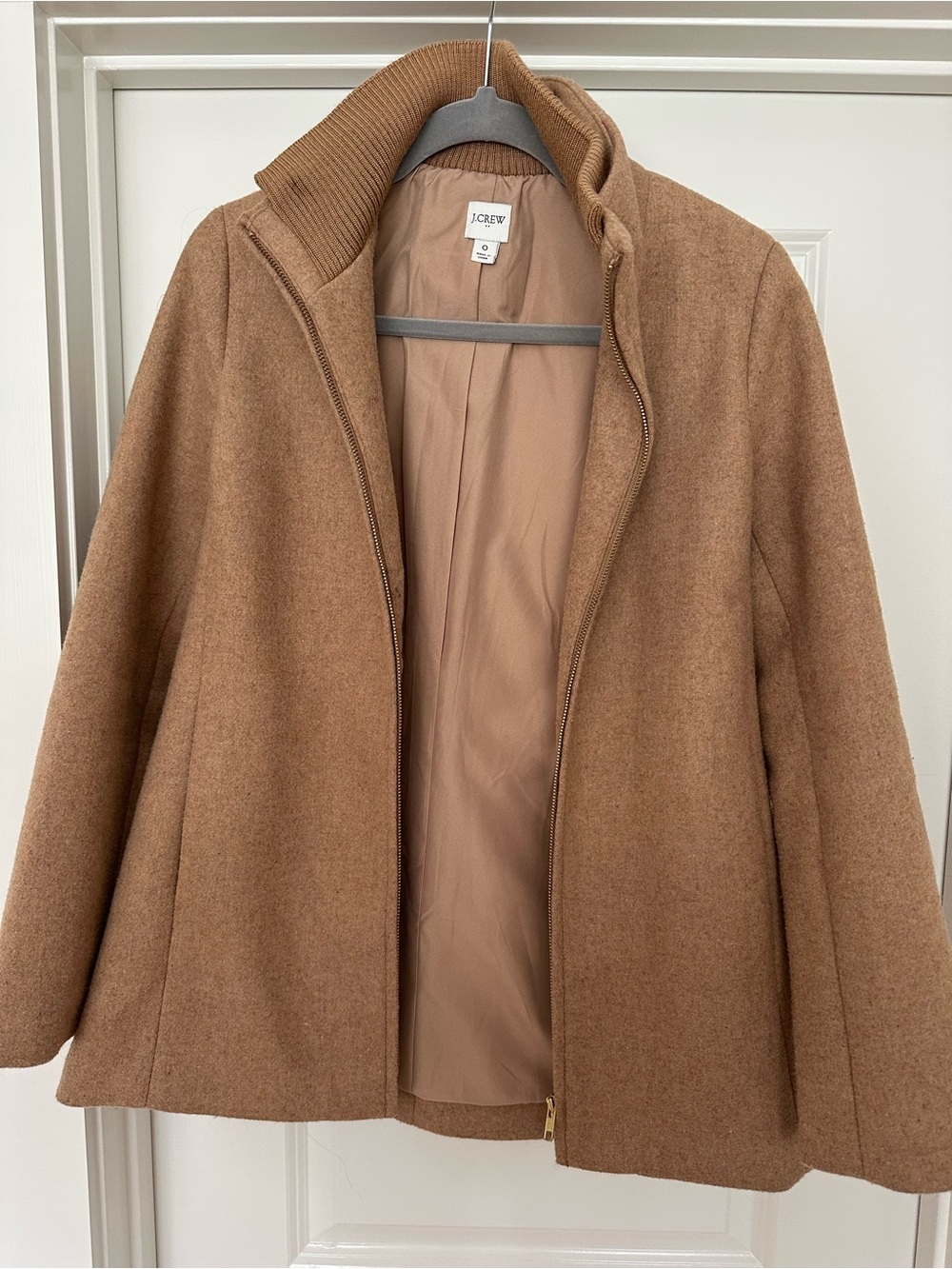 J. Crew Women's Camel/Tan Wool Zip-Front Pea Coat